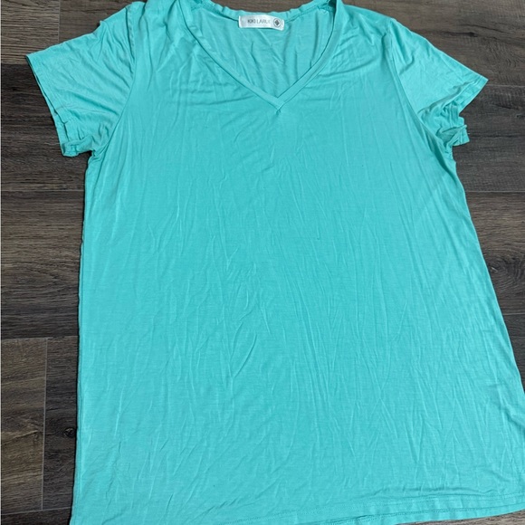 RD Style Aqua V-Neck Short Sleeve Tee - Picture 1 of 3